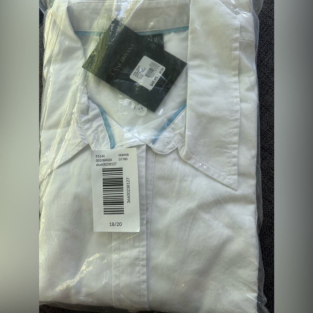 Lane Bryant WHITE BOYFRIEND SHIRT -18/20 NWT